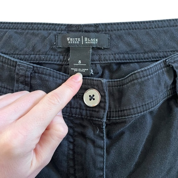 White House Black Market Black Bermuda Cargo Shorts women’s size 8 cotton blend - Picture 3 of 10